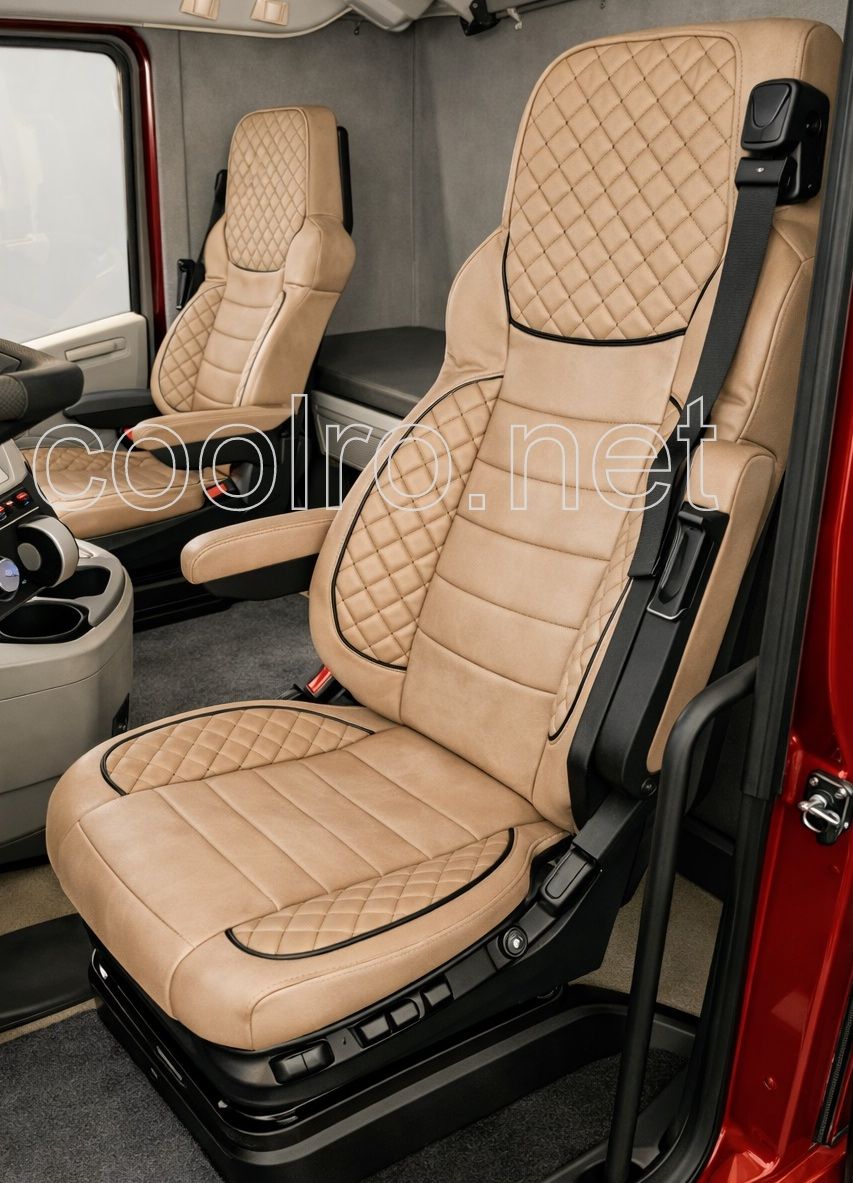 LUX Huse Scaune pentru DAF XG 2021+  Bej Camion PU Piele Textil