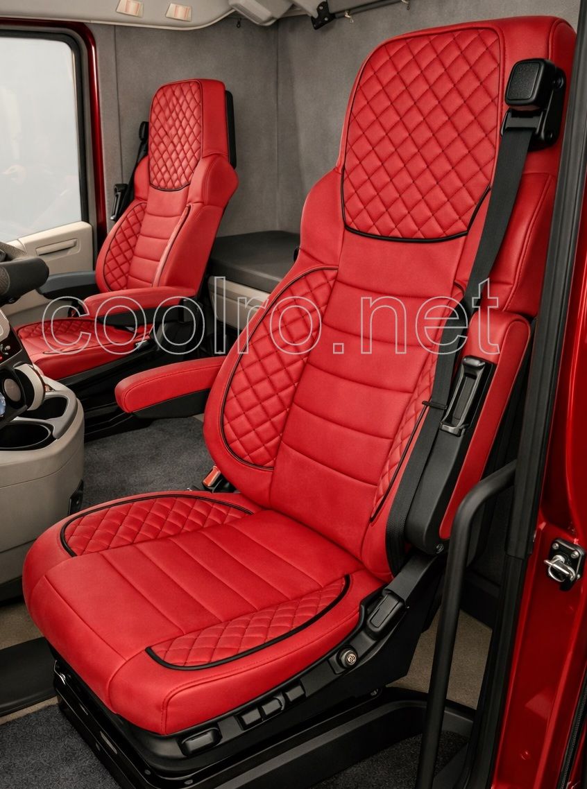LUX Huse Scaune pentru DAF XG 2021+  Rosu Camion PU Piele Textil