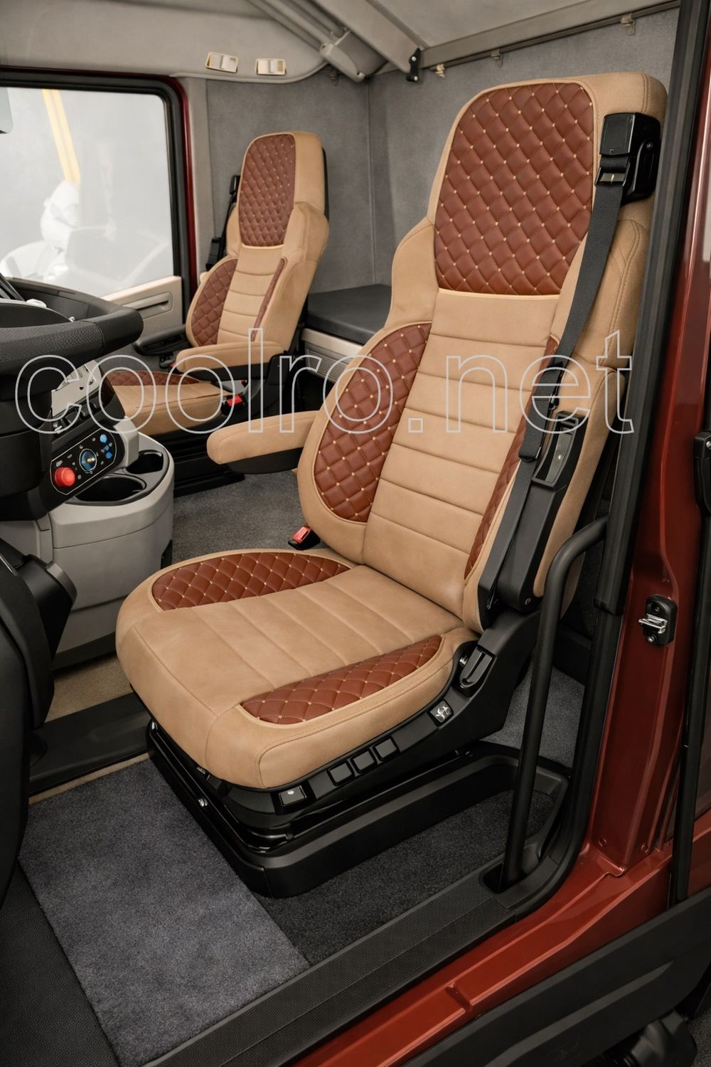 LUX Huse Scaune pentru DAF XG 2021+  Maro Camion PU Piele Textil