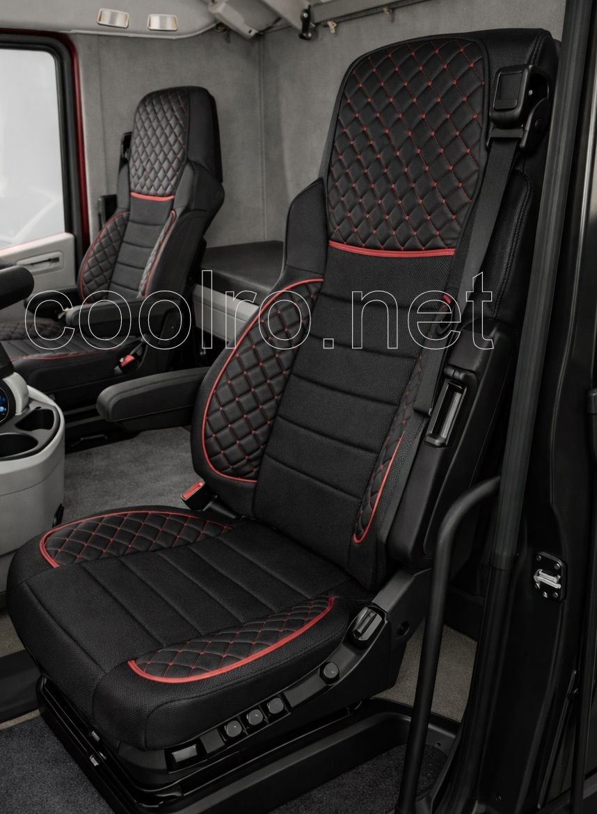 LUX Huse Scaune pentru DAF XG 2021+  Negru Camion PU Piele Textil