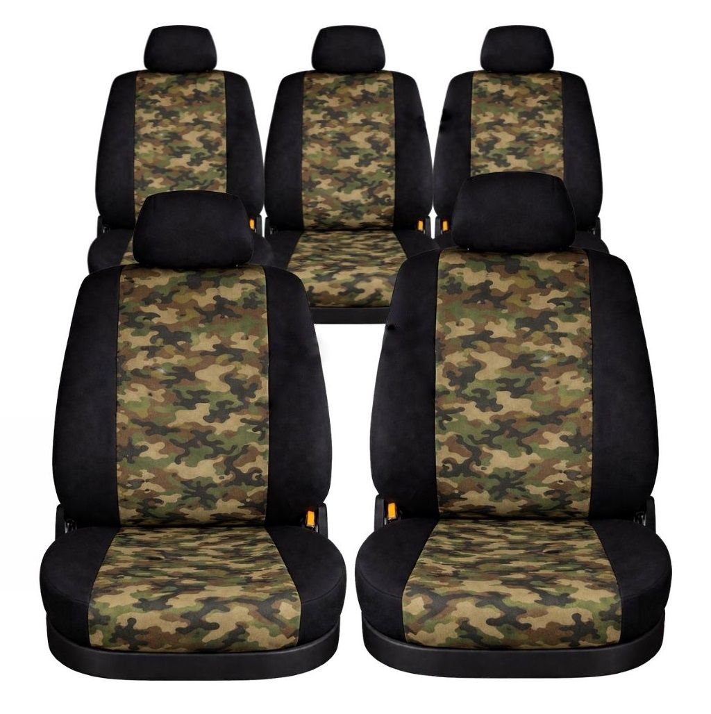 Camouflage Huse Scaune 5 Locuri Individuale pentru Ford Galaxy,Opel Zafira, S-MAX, C-MAX, VW Touran, Sharan,Citroen Picasso,Peugeot 308,5008  Toyota Corolla Verso Masini Auto Universal  Set Complet