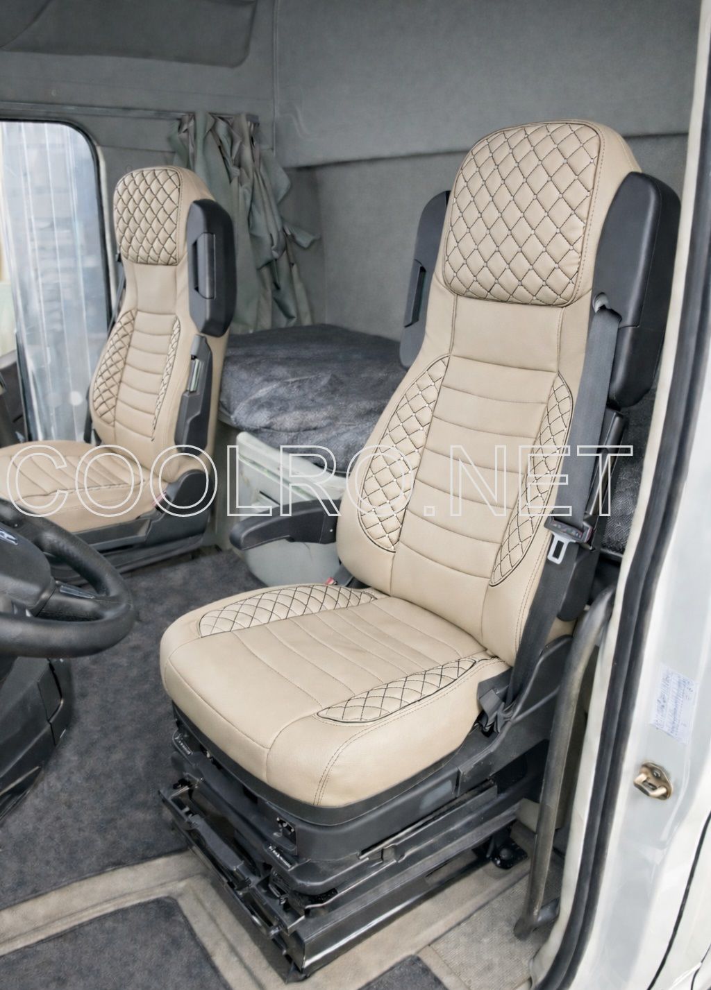 LUX Huse Scaune pentru FORD F-MAX 2018+ EURO 7 Bej Camion PU Piele Textil