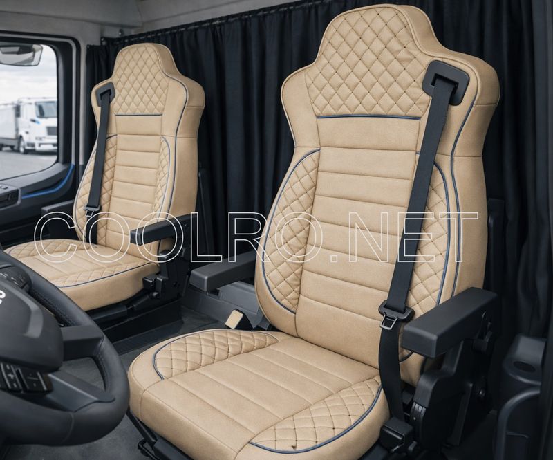 LUX Huse Scaune pentru IIVECO S-WAY 2019+ Bej Camion PU Piele Textil