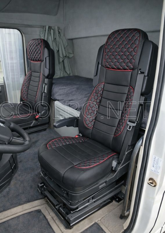 LUX Huse Scaune pentru FORD F-MAX 2018+ EURO 7  Negru Camion PU Piele Textil
