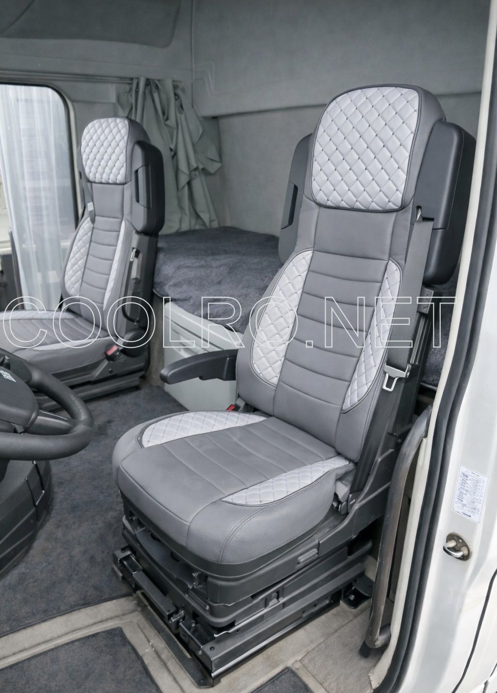 LUX Huse Scaune pentru FORD F-MAX 2018+ EURO 7 Gri Camion PU Piele Textil