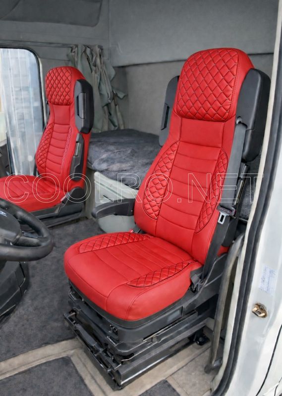 LUX Huse Scaune pentru FORD F-MAX 2018+ EURO 7 Rosu Camion PU Piele Textil