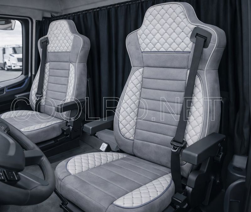 LUX Huse Scaune pentru IIVECO S-WAY 2019+ Gri Camion PU Piele Textil
