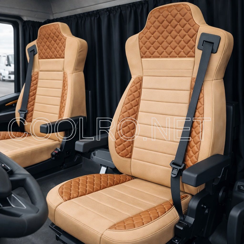 LUX Huse Scaune pentru IIVECO S-WAY 2019+ Maro Camion PU Piele Textil