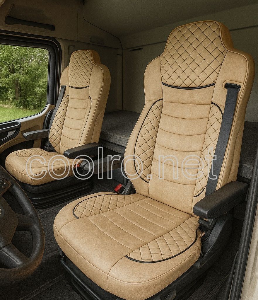 Huse scaune pentru MERCEDES ACTROS EURO 6 2015-2021 Bej Camion Lux PU Piele Textil