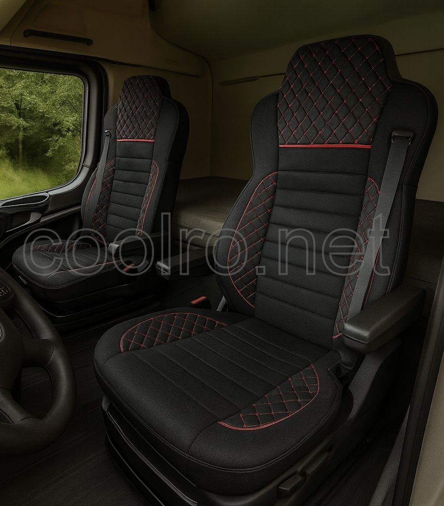 Huse scaune pentru MERCEDES ACTROS EURO 6 2015-2021 Negru Camion Lux PU Piele Textil
