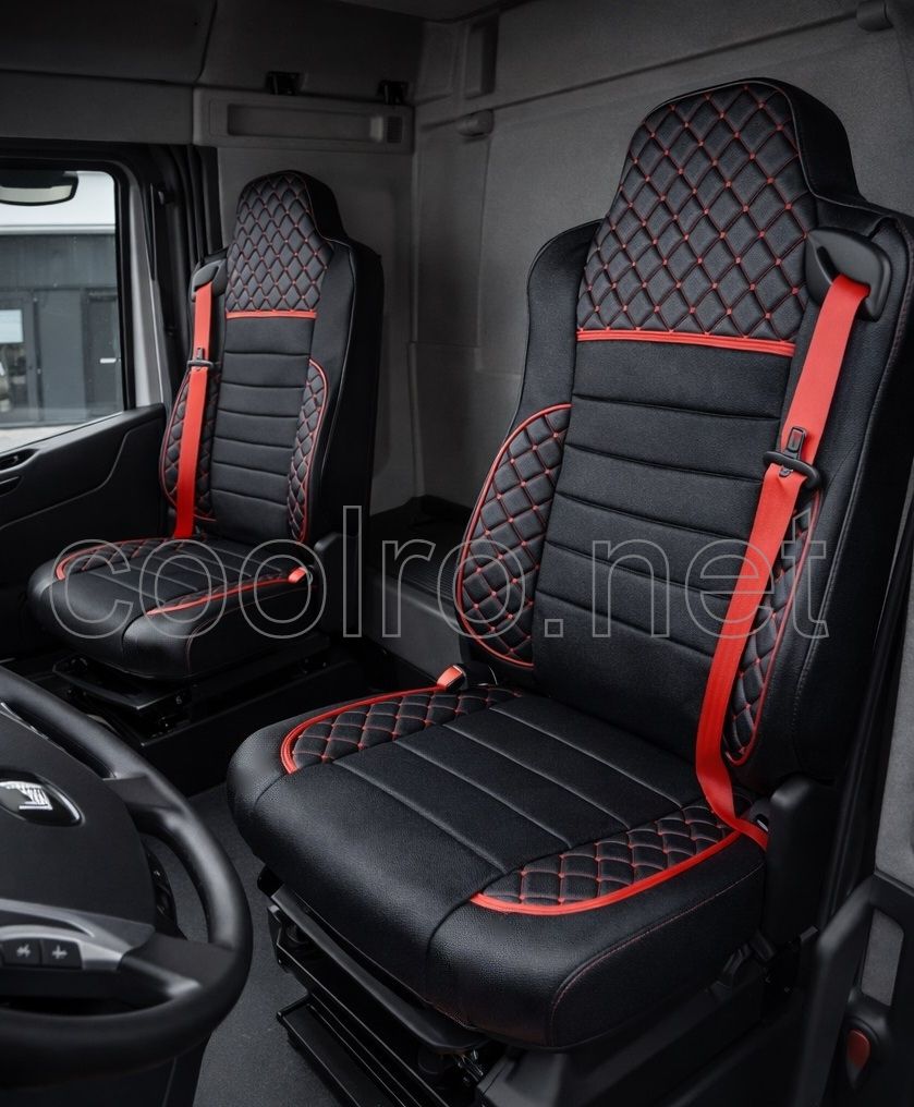 Huse scaune pentru RENAULT T 2015-2021 Negru Camion Lux PU Piele Textil