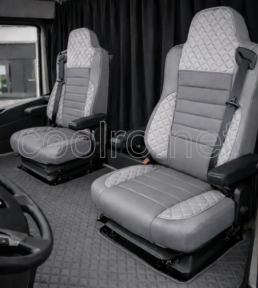 Huse scaune pentru RENAULT T 2015-2021 Gri Camion Lux PU Piele Textil