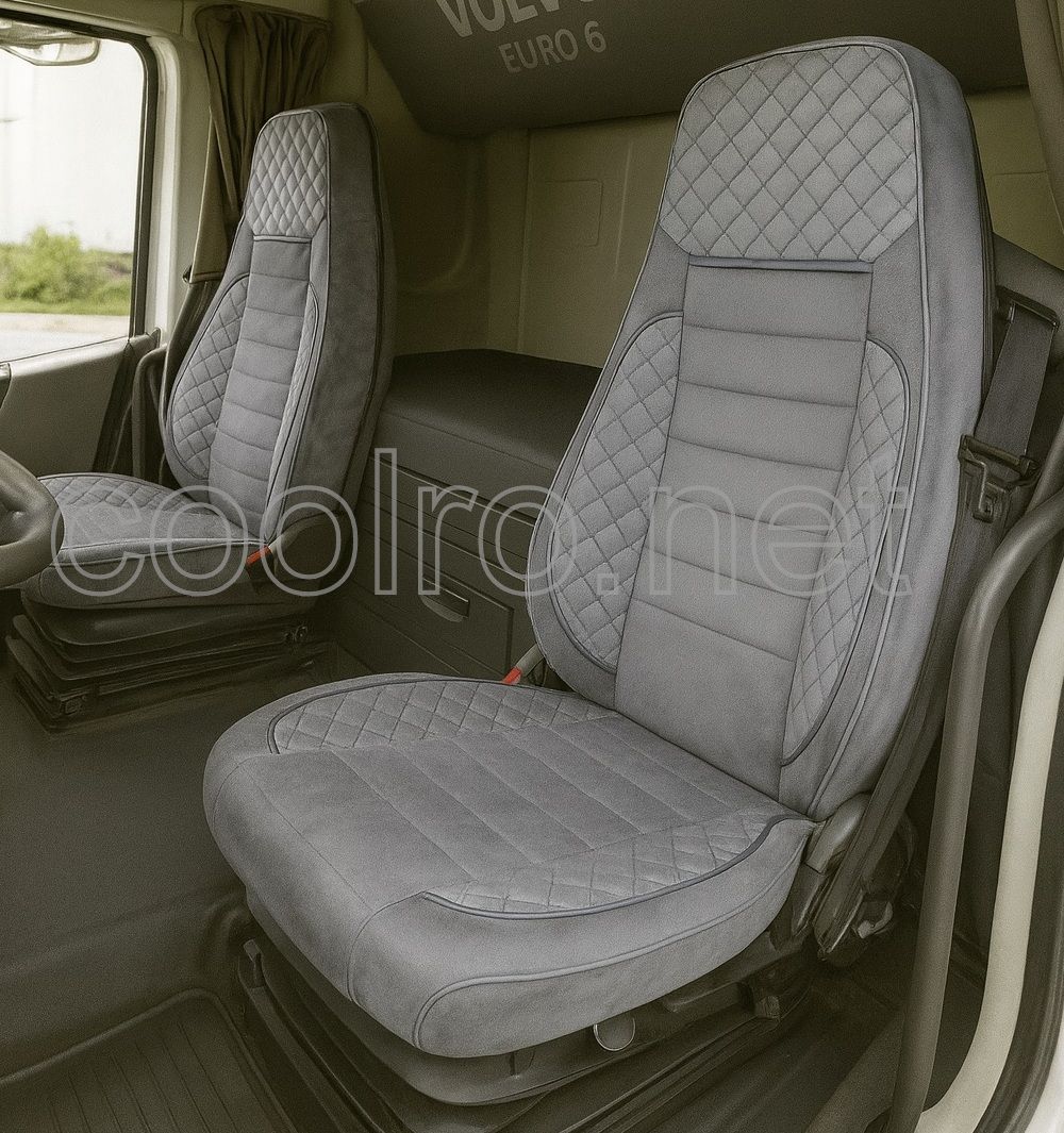 Huse scaune pentru VOLVO FH EURO 6 2014-2020 Gri Camioane Lux Piele Textile