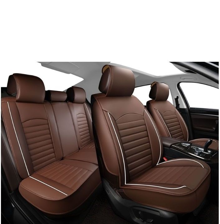 Huse Scaune pentru Masini Auto Universal Maro Lux PU Piele Set Complet Huse Scaune pentru Masini Auto Universal Maro Lux PU Piele Set Complet