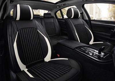 Huse Scaune pentru Masini Auto Universal Nergu Alb Lux PU Piele Set Complet