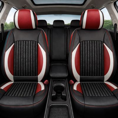Huse Scaune pentru Masini Auto Universal Nergu Rosu Lux PU Piele Set Complet
