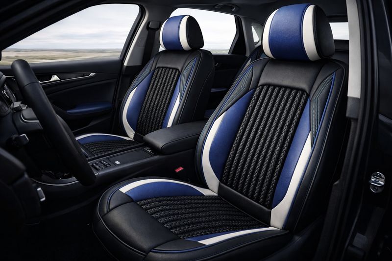 Huse Scaune pentru Masini Auto Universal Nergu Albastru Lux PU Piele Set Complet