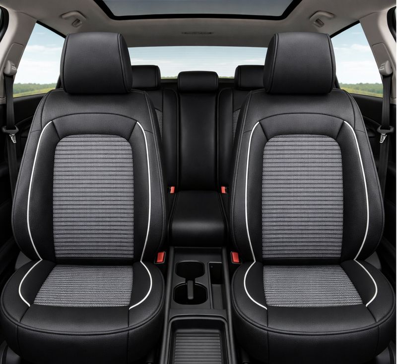 Huse Scaune pentru Masini Auto Universal Nergu Alb Lux PU Piele Set Complet