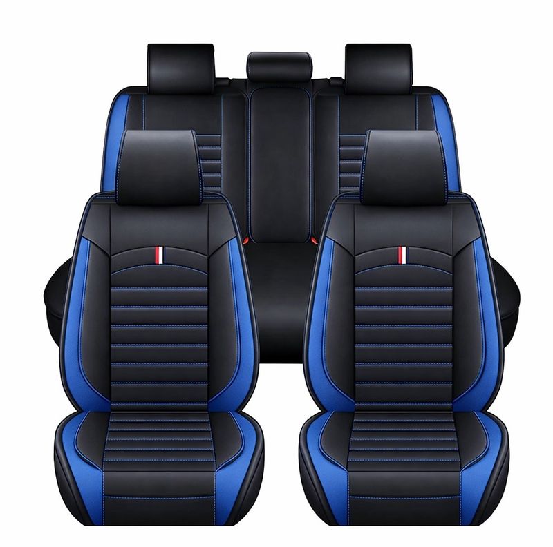 Huse Scaune pentru Masini Auto Universal Nergu Albastru Lux PU Piele Set Complet