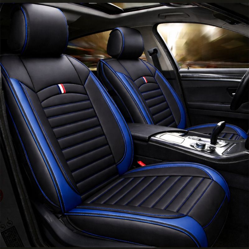 Huse Scaune pentru Masini Auto Universal Nergu Albastru Lux PU Piele Set Complet
