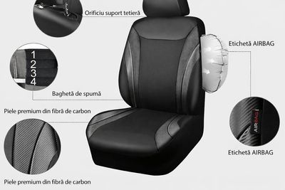 Huse Scaune pentru Masini Auto Universal Nergu Lux Fibra de Carbon Piele Textil Set Complet