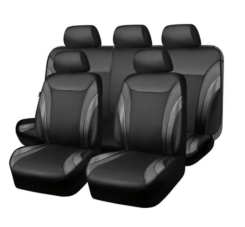 Huse Scaune pentru Masini Auto Universal Nergu Lux Fibra de Carbon Piele Textil Set Complet