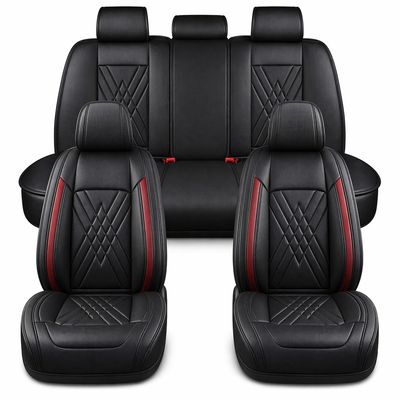 Huse Scaune pentru Masini Auto Universal Nergu Rosu Lux PU Piele Set Complet