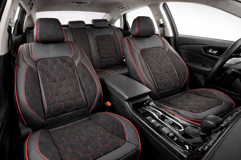 LUX Huse Scaune pentru Masini Auto Universal Nergu Rosu Lux PU Piele Alcantara Set Complet