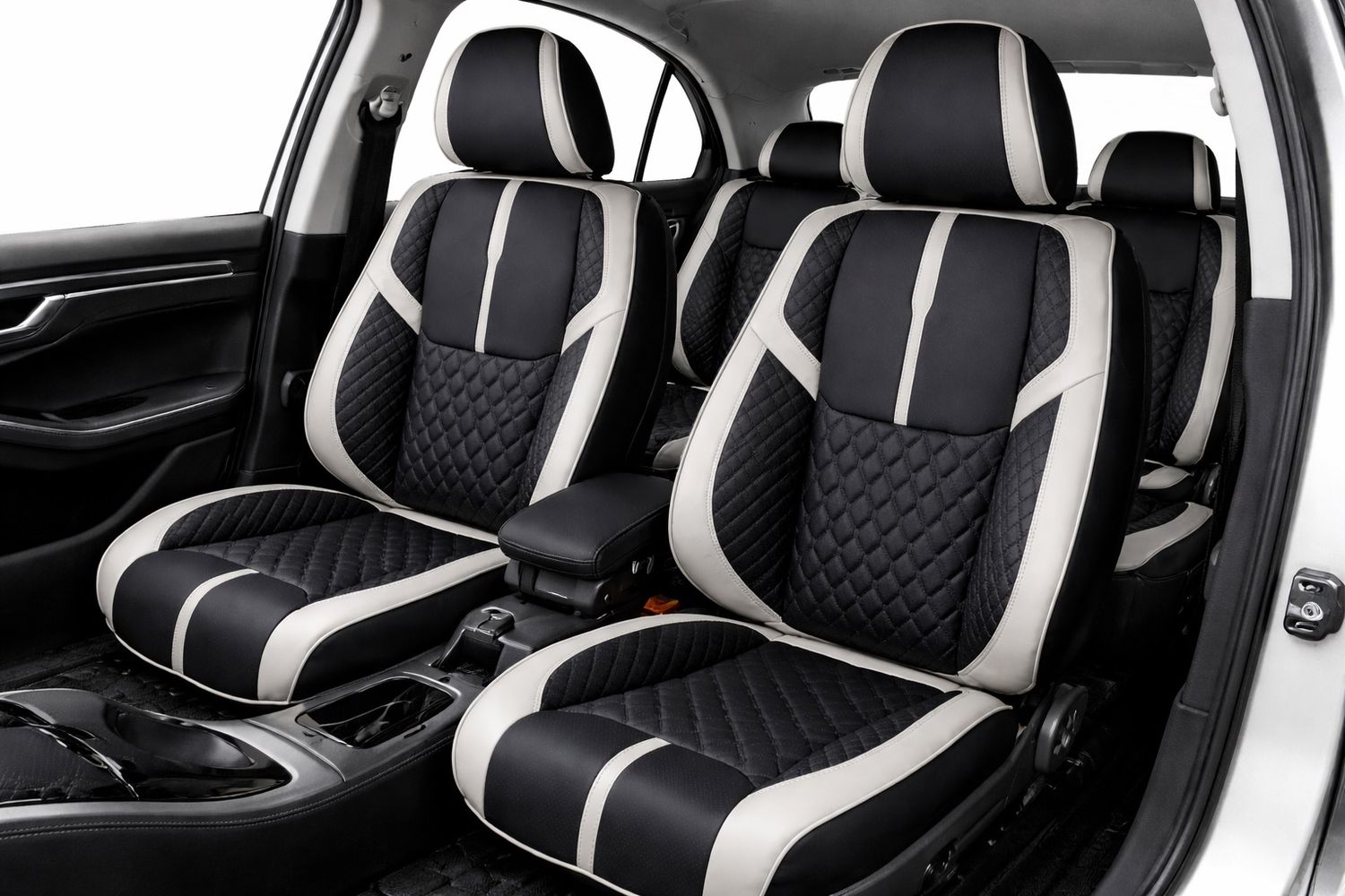 LUX Huse Scaune pentru Masini Auto Universal Nergu Alb Lux PU Piele Set Complet