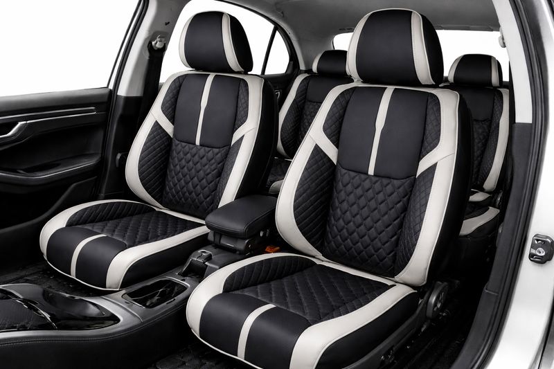LUX Huse Scaune pentru Masini Auto Universal Nergu Alb Lux PU Piele Set Complet