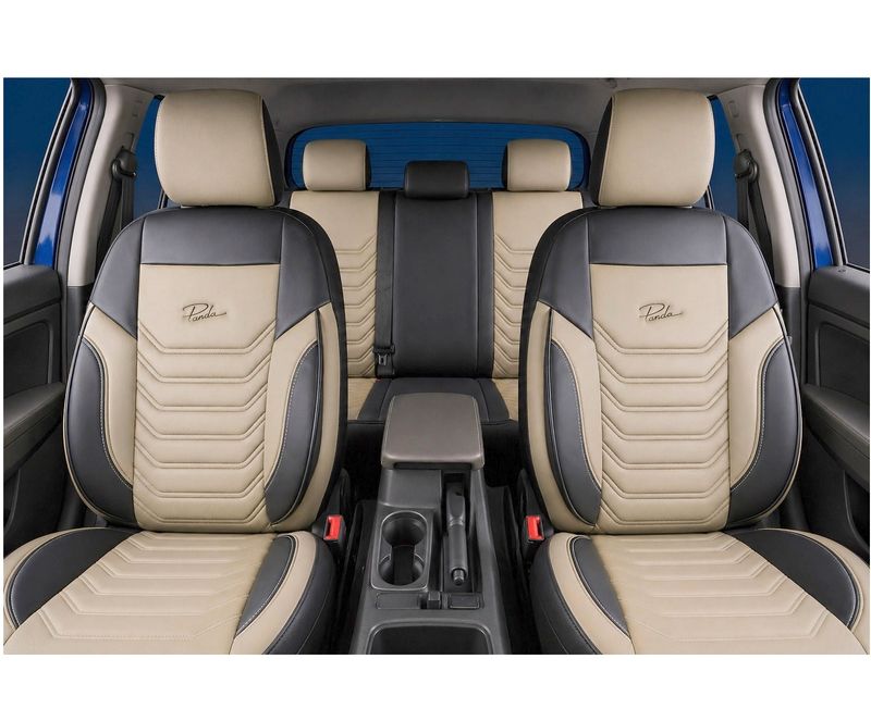 Huse Scaune PANDA FLORIDA pentru Masini Auto Universal Nergu Bej Lux PU Piele Textil Set Complet