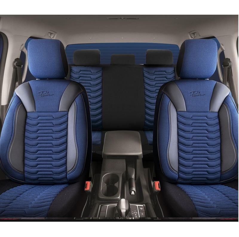 Huse Scaune PANDA PARIS pentru Masini Auto Universal Nergu Albastru Lux PU Piele Textil Set Complet
