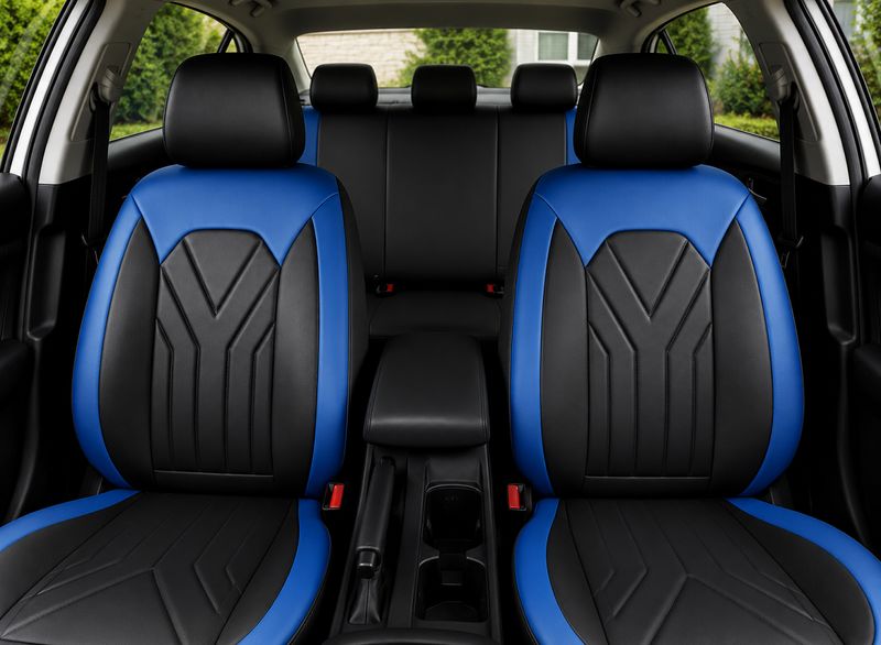 Huse Scaune pentru Masini Auto Universal Nergu Albastru Lux PU Piele Set Complet