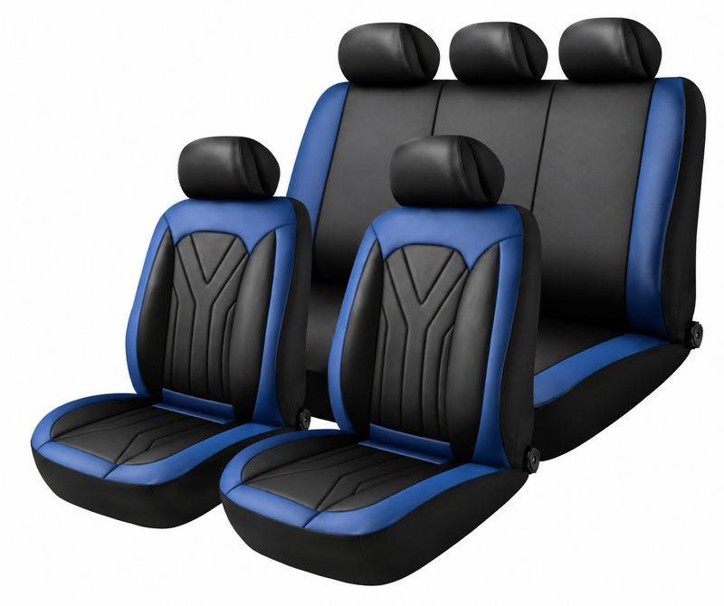Huse Scaune pentru Masini Auto Universal Nergu Albastru Lux PU Piele Set Complet