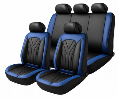Huse Scaune pentru Masini Auto Universal Nergu Albastru Lux PU Piele Set Complet