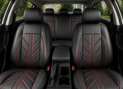 Huse Scaune pentru Masini Auto Universal Nergu Rosu Lux PU Piele Set Complet