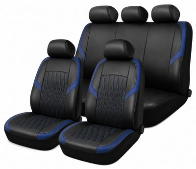 Huse Scaune pentru Masini Auto Universal Nergu Albastru Lux PU Piele Set Complet