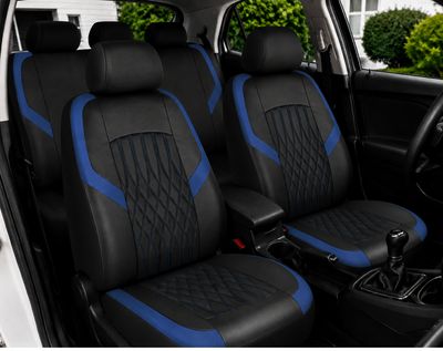 Huse Scaune pentru Masini Auto Universal Nergu Albastru Lux PU Piele Set Complet