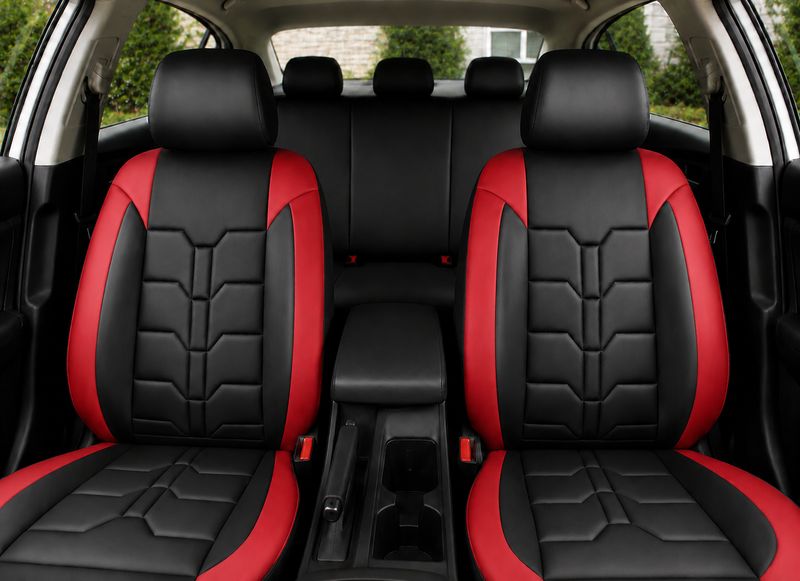 Huse Scaune pentru Masini Auto Universal Nergu Rosu Lux PU Piele Set Complet