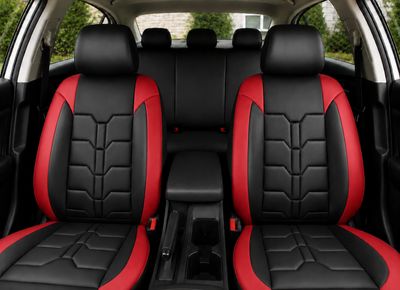 Huse Scaune pentru Masini Auto Universal Nergu Rosu Lux PU Piele Set Complet