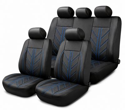 Huse Scaune pentru Masini Auto Universal Nergu Albastru Lux PU Piele Set Complet