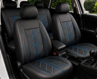 Huse Scaune pentru Masini Auto Universal Nergu Albastru Lux PU Piele Set Complet
