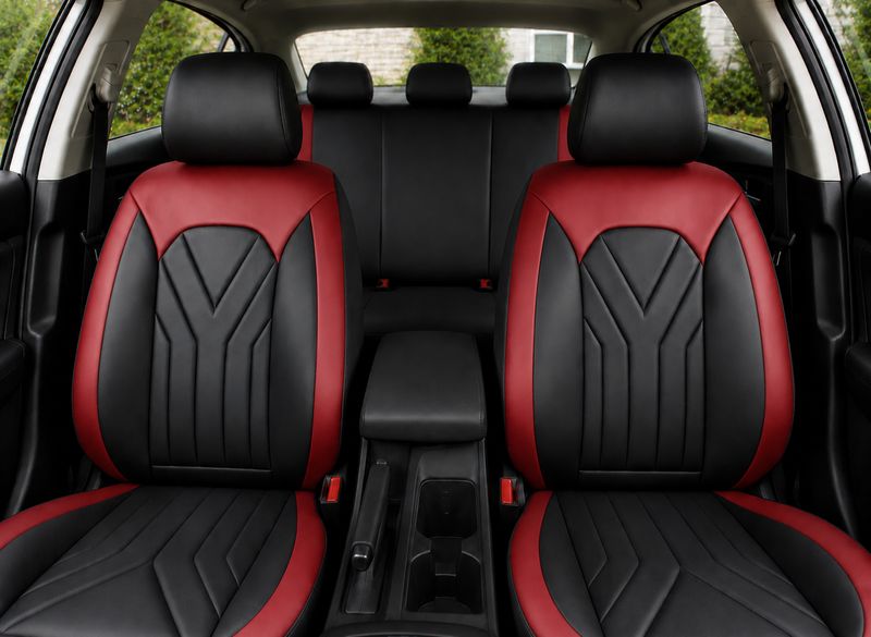 Huse Scaune pentru Masini Auto Universal Nergu Rosu PU Piele Set Complet