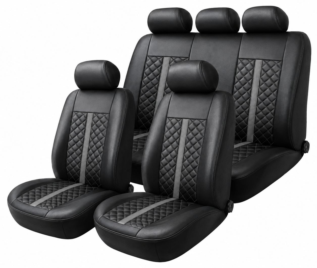 Huse Scaune pentru Masini Auto Universal Nergu Gri Lux PU Piele Set Complet