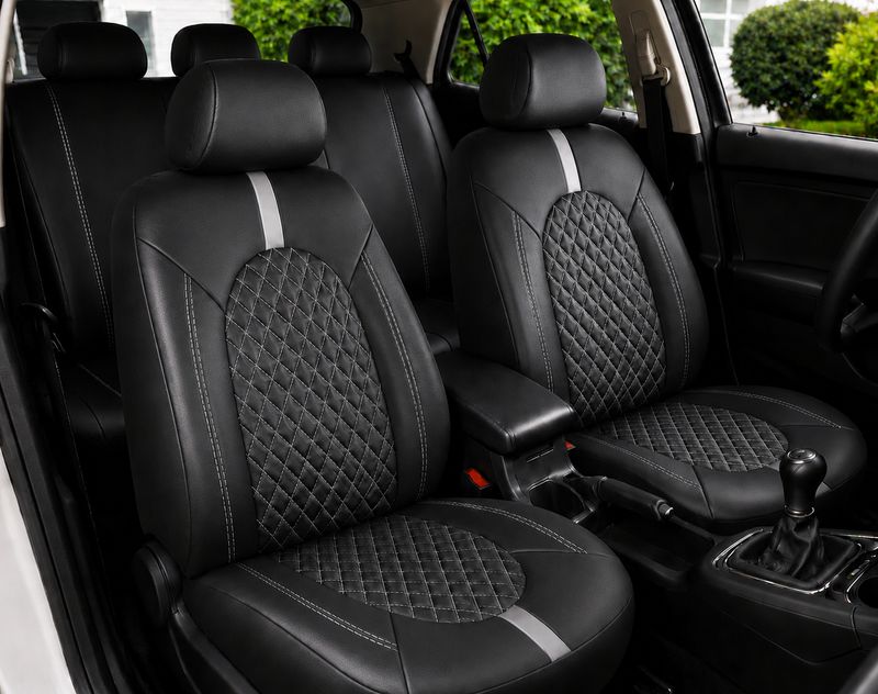 Huse Scaune pentru Masini Auto Universal Nergu Gri Lux PU Piele Set Complet
