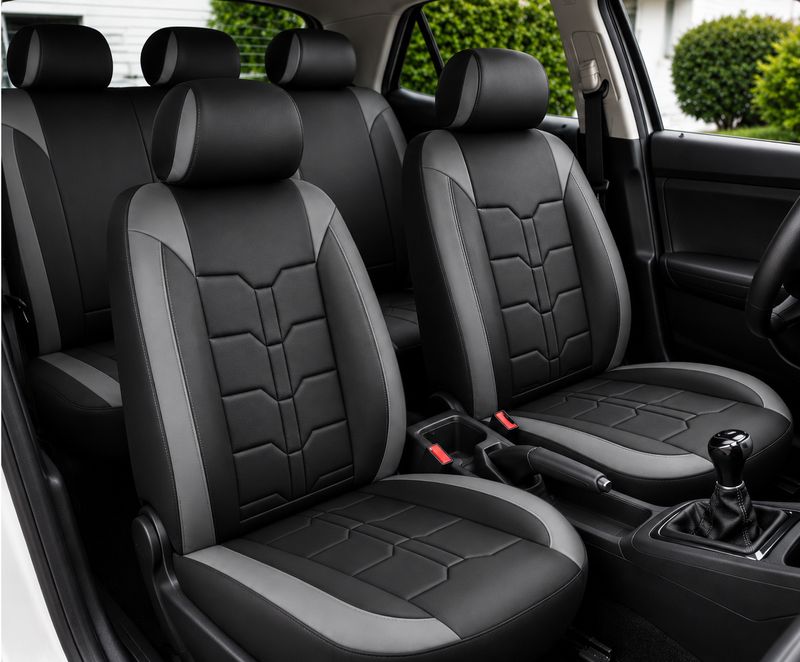 Huse Scaune pentru Masini Auto Universal Nergu Gri Lux PU Piele Set Complet