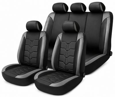 Huse Scaune pentru Masini Auto Universal Nergu Gri Lux PU Piele Set Complet