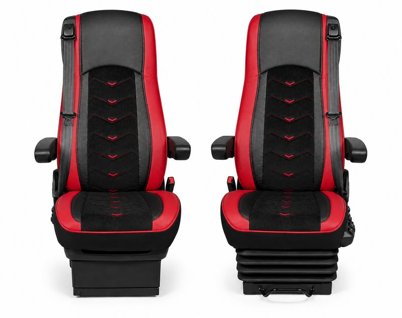 LUX Huse Scaune pentru DAF XF 106 2015-2021  Negru Rosu Camion PU Piele Alcantara