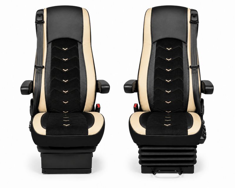 LUX Huse Scaune pentru DAF XF 106 2015-2021  Negru Beige Camion PU Piele Alcantara