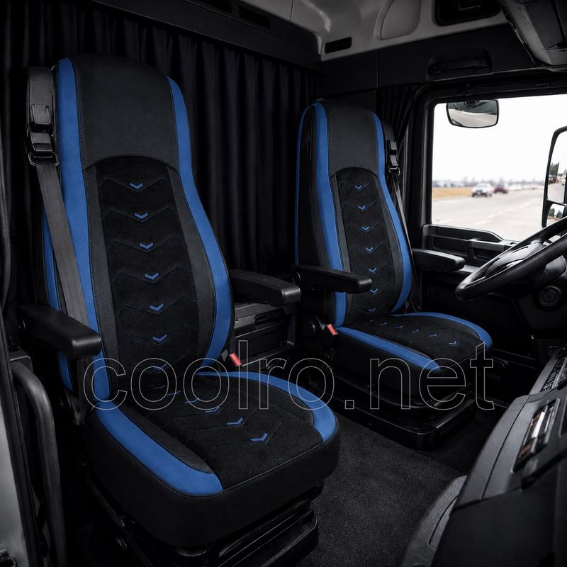 LUX Huse Scaune pentru DAF XF 106 2015-2021  Negru Albastru Camion PU Piele Alcantara